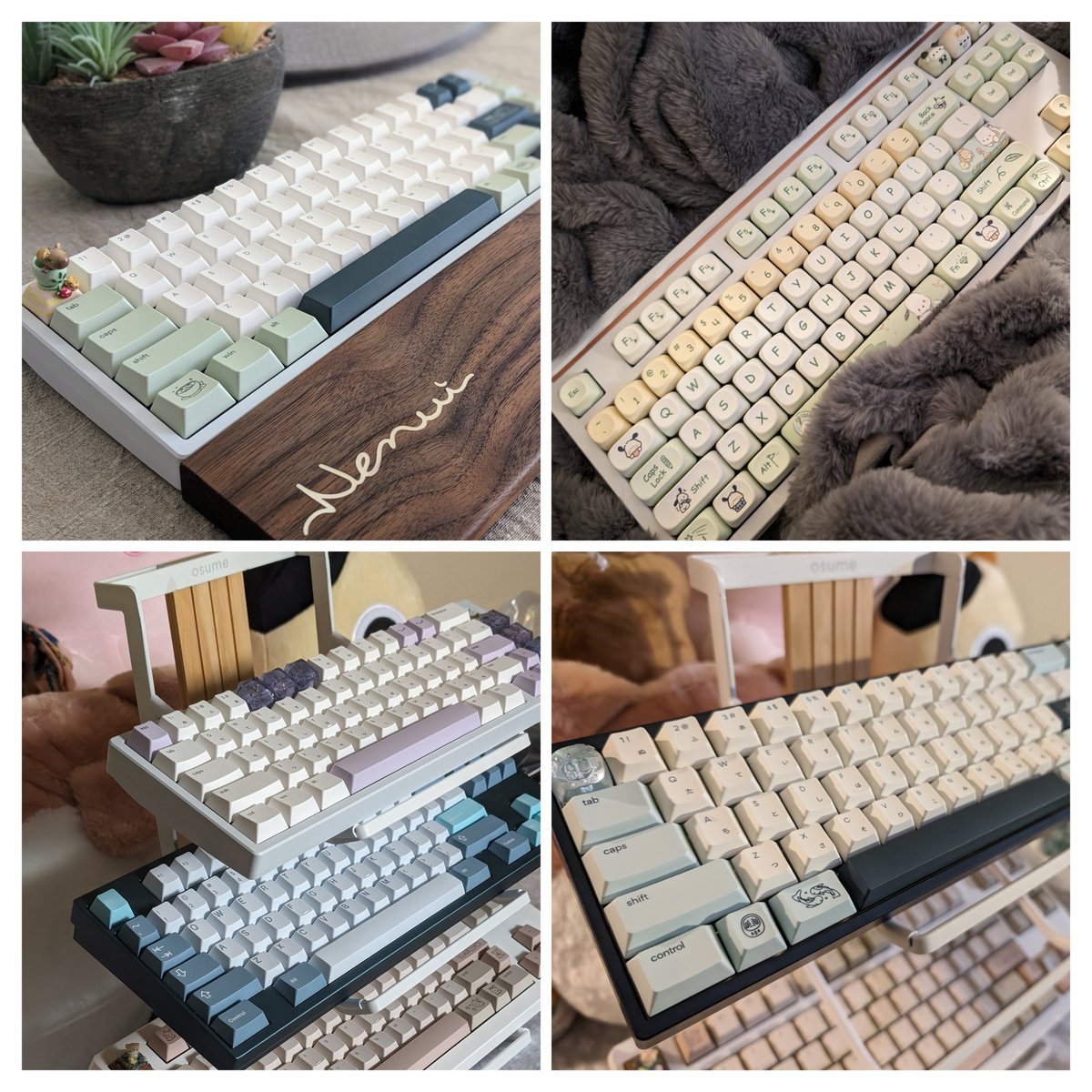 Some of the keyboards I've built from scratch. Top Left: Nemui #1 w ...
