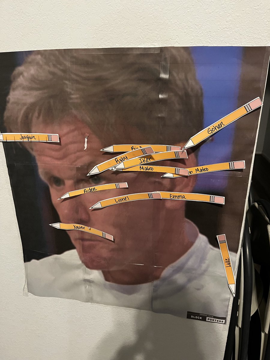 DynamoPollo's tweet photo. Hey @GordonRamsay, my 9 year old wanted a @HellsKitchenFOX theme birthday party. His mom couldn’t say No and she had to make everything. One of the games was to pin the pencil on your ear while blindfolded 😂 #HellsKitchen #GordonRamsay #YesChef https://t.co/CZMOx3gIKk