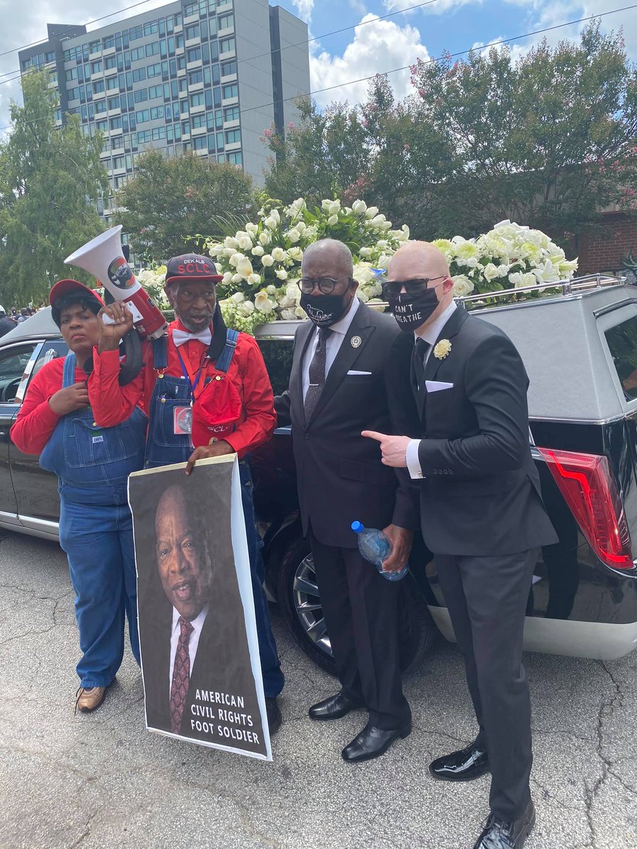 SirMaejorATL's tweet photo. Sir Maejor Page of Black Lives Matter Greater Atlanta &amp; Hi Frequency Ohio and Rev. Nathan Knight of Dekalb SCLC attending Civil Rights Leader &amp; Former Congressman John Lewis's Funeral in Atlanta, GA   #HiFrequencyOhio #HFO #BLMGA #BLMatlanta #BLMATL #SirMaejor #JohnLewis https://t.co/NBEsSmEVp4