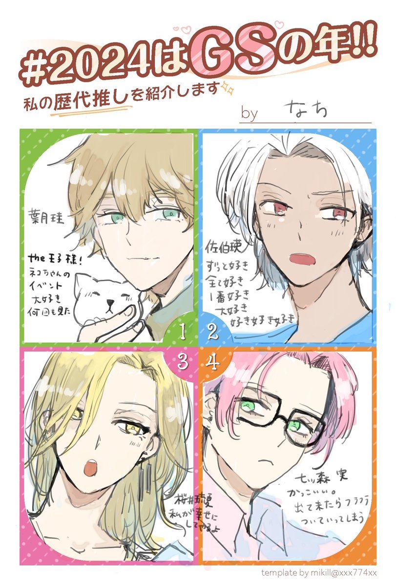#2024はGSの年 テンプレお借りしました

箱推しなんですけど、その中で1番好きなひと
推しほど描けないです😭😭 