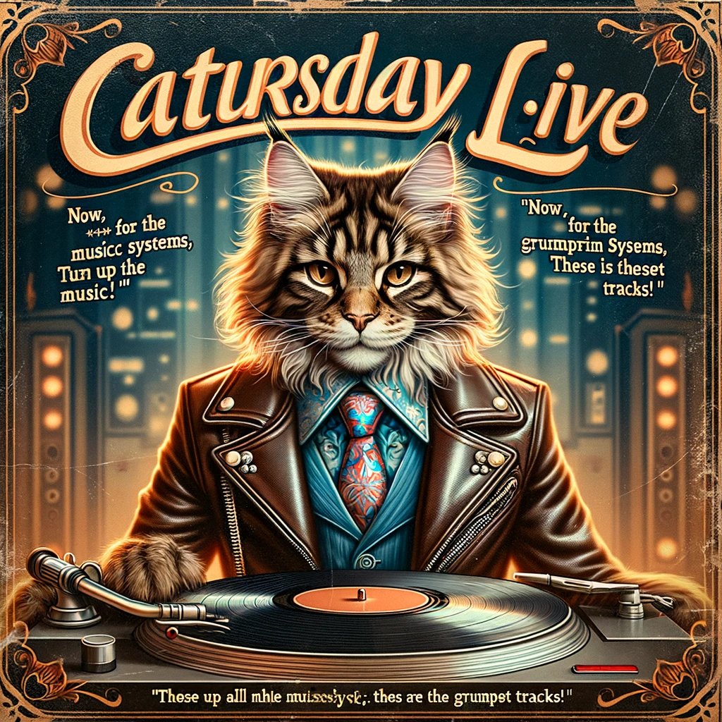 Saphoroth's tweet photo. (Caturday Night LIVE is now STARTED!!!
**** Engaging Music Systems *****
Now, for all the Grumpys out there, turn up the music; these are the Grumpiest Tracks!
https://t.co/fCcrV5tW61
****************************************
#GrumpyCatCoin
#WeAreAllGrumpy
#ForeverGrumpy
_____________________
#GrumpyRadio #CaturdayNightLIVE
#Saturday #Music #Charts #Talk
#memecoin #memecoins #meme
#DOGE #SHIB #PEPE
#Bitcoin #Ethereum #LINK
#web3 #Crypto #cats
