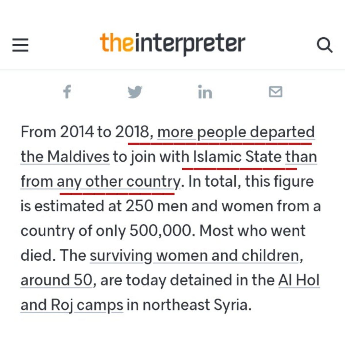 total_woke_'s tweet photo. Did you know #Maldives is the world's most radicalised Muslim country? Per capita more Maldivians joined ISIS than any other country?

That ISIS remains active in Maldives? Recently USA sanctioned many individuals and companies for being ISIS fronts?

Stay out. Stay safe. https://t.co/5CKm9fnuf0