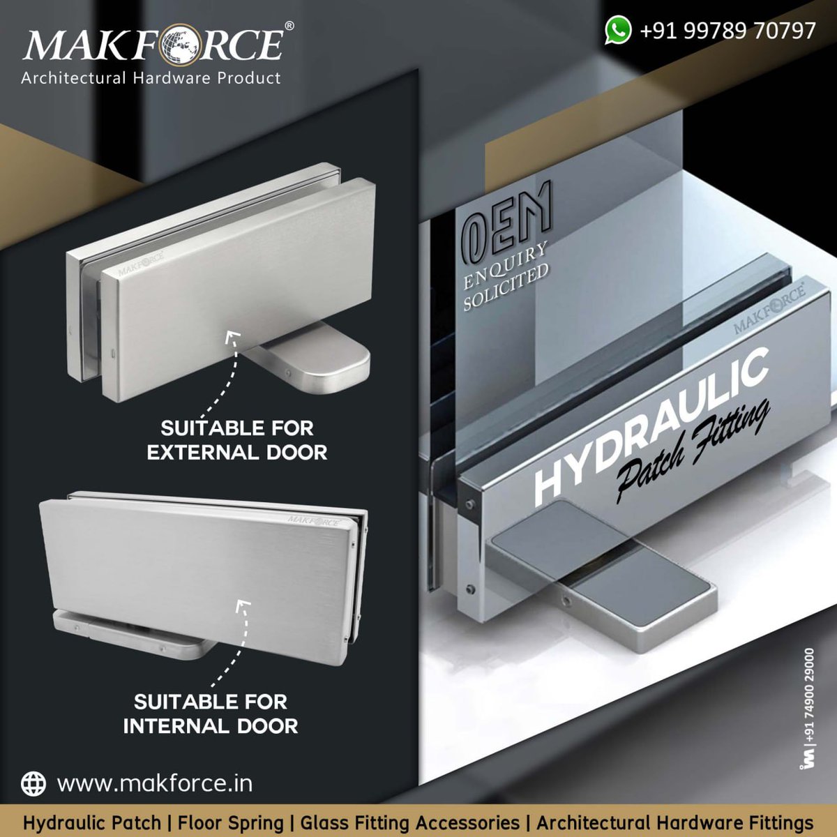 ibais_hardware's tweet photo. OEM ENQUIRY SOLICITED

MAKFORCE OVERSEAS INDIA - RAJKOT

For enquiry via Whatsapp Click:
https://t.co/b8iCLvN5sa

Mr. Raj Makadia - 99789 70797
#patchfitting #hydraulicpatchfitting #glassdoorproduct #glassdoorfittingitem #glassdoorproduct #glassdoorfitting  
.
@IBAISMEDIA https://t.co/wSHjtLLQSE