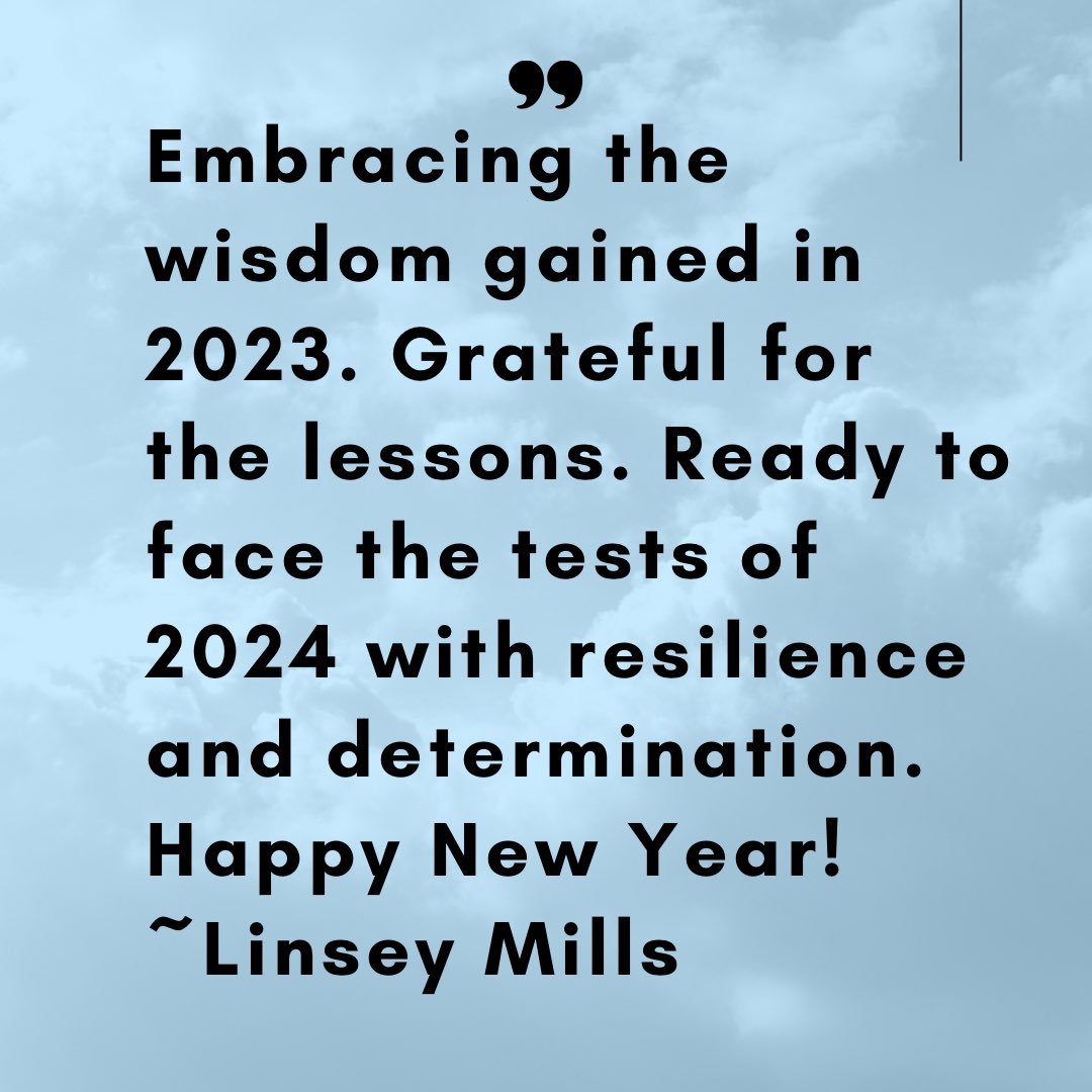 Linseymills's tweet photo. Embracing the wisdom gained in 2023. Grateful for the lessons. Ready to face the tests of 2024 with resilience and determination. Happy New Year! Linsey Mills
#newyearnewyou #goalsetting2024 #NewYearNewGoals #determinationquotes #resilience #lifelessons
Follow #simplyoutrageous https://t.co/jczBgeaAt2