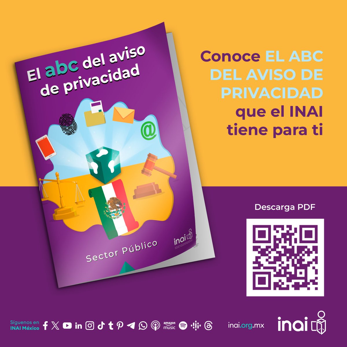 INAImexico's tweet photo. ❒ Te invitamos a conocer el ABC del #AvisodePrivacidad que busca orientar sobre la elaboración del aviso de privacidad, el tratamiento de #DatosPersonales y el cumplimiento de la obligación establecida en la normatividad.
🔗 Liga https://t.co/WpIQDDw9zI https://t.co/bkSdNZGLx3