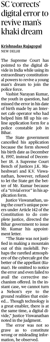 #DigitalDivideAlmostCrushedDream  Supreme Court saves Bihar man's police job after typo by cybercafe throws wrench in application!  Justice prevails, but highlights tech inequality.🇮🇳 #TechAccessibility #FairnessWins