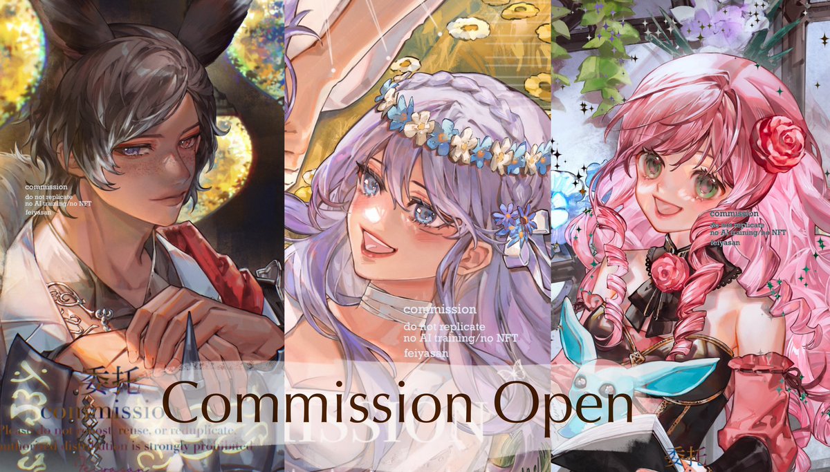 [RT and shares are rlly appreciated! >u< 💕]

Hello! My cmsn service is open~!! Feel free to ask through DM or reply! 🥹✨✨

Option using #VGenComm is available too!! <33

#VGen #VGenOpen #ArtistOnTwitter