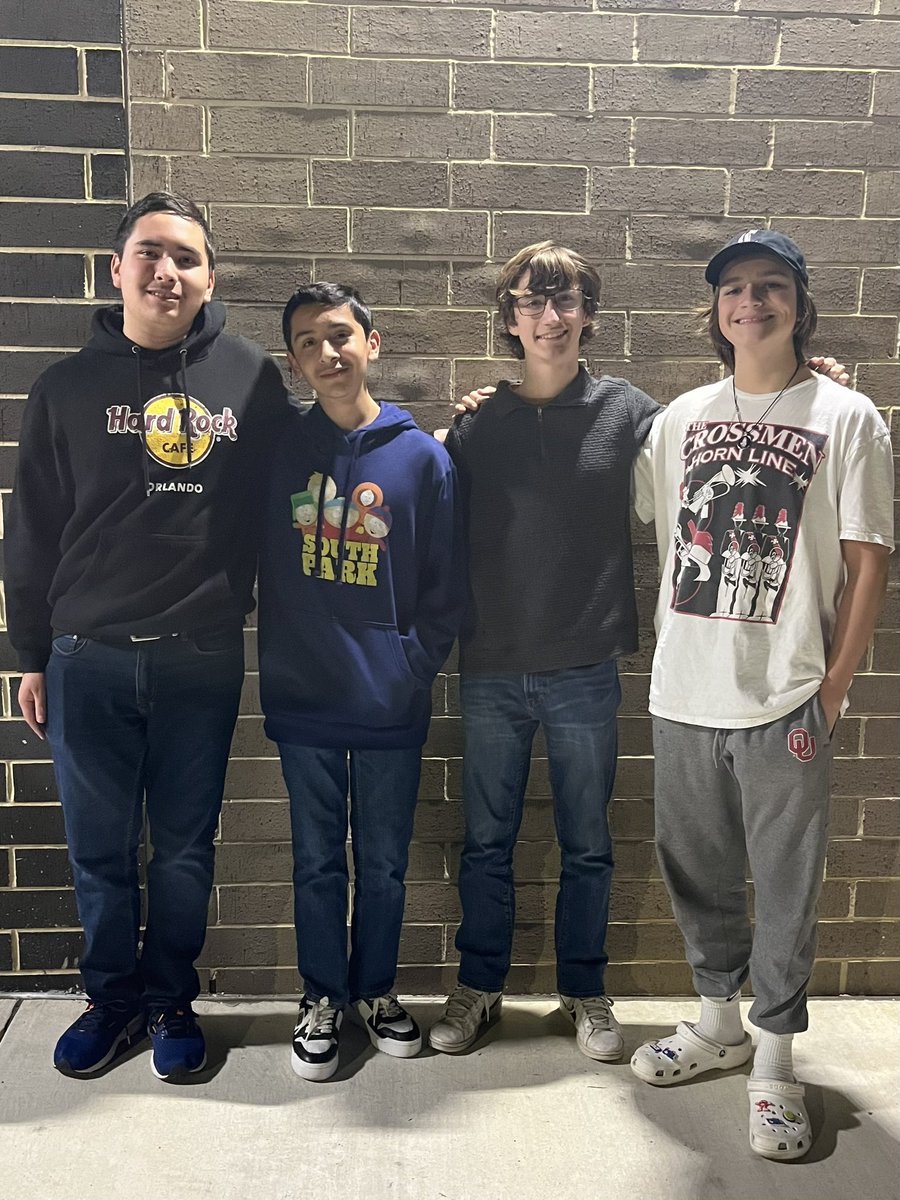 Congratulations to Caleb Atkins, Carter Elza, and Xavier Wolff for earning a chair in the All-State Band!

Milton Amaya was 2nd chair in his room on euphonium and recorded a second audition for the opportunity to earn one of 3 additional spots on Euphonium in the All-Stare Band.