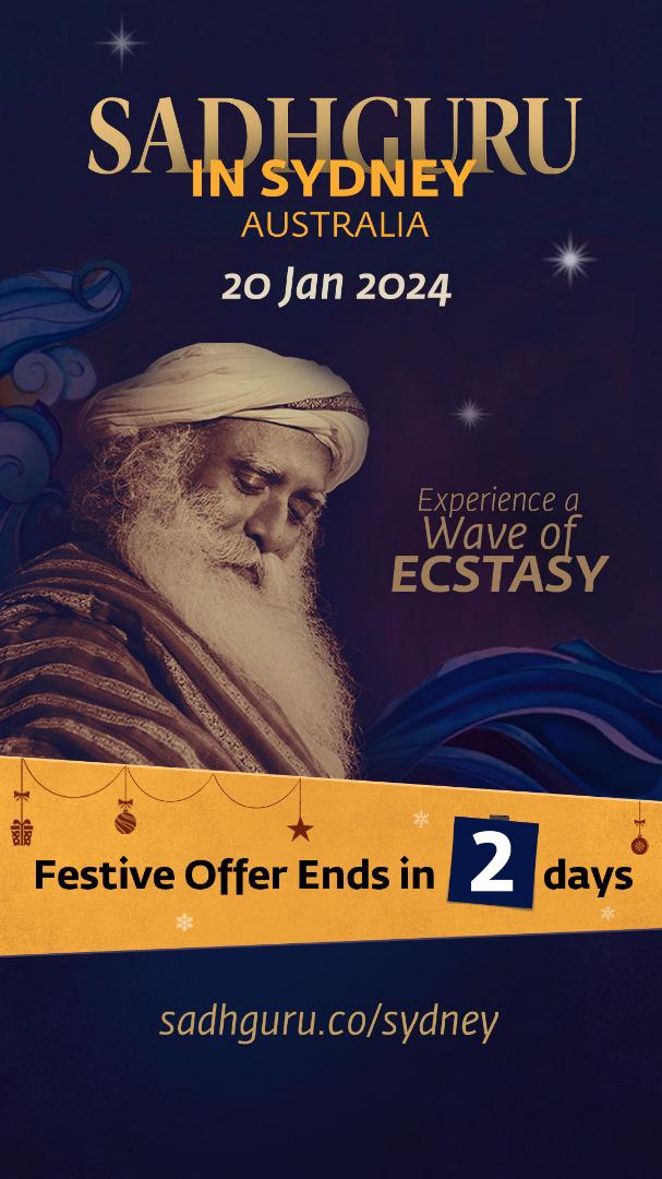SwathiVarm52900's tweet photo. I Trust we all loved and enjoyed the fireworks on NYE, And let us all now create fireworks within!💫🌟 Soak in Ecstasy of Enlightenment in Sydney with Sadhguru 🥳 🥳🥳

https://t.co/FeM6cRAjEh #SadhguruInAustralia https://t.co/HtcWpWhPmf