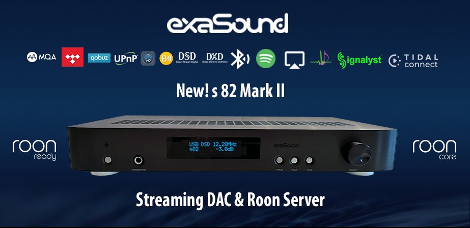 exaSound's tweet photo. https://t.co/KWtxHEGXep  DEMO UNITS SALE 
s82 Mk. II 
<<All-in-one Roon Server, Streamer, HiRez DAC 
Headphone Amplifier and USB Purifier>> 
"Extreme resolution and detail! The s82 detail retrieval is next level, compared to any other DAC I've tried." - Thomas & Stereo, YouTube, November 2023 What makes as exceptional: https://t.co/39MTRd4HNb