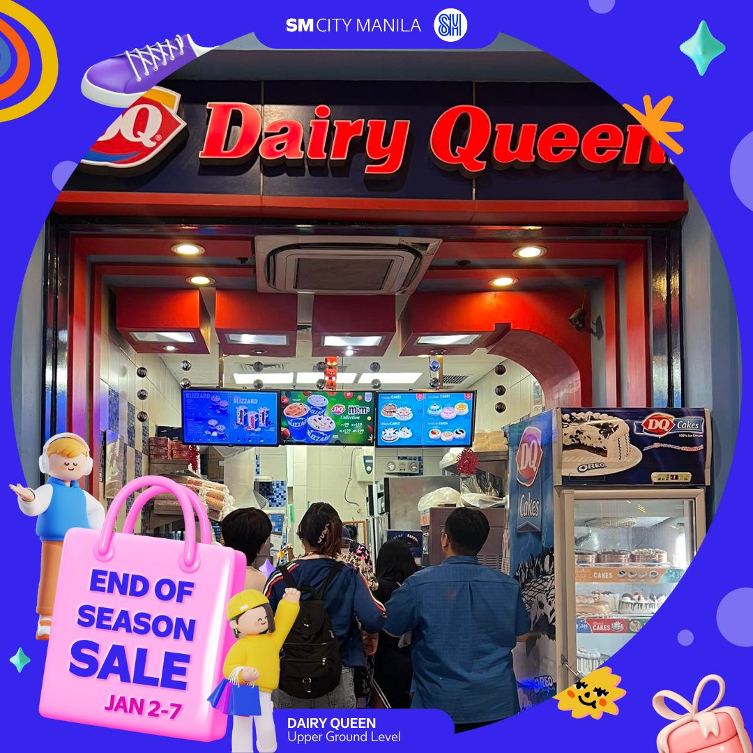 Enjoy your shopping spree this #EndOfSeasonSaleAtSM and satisfy your sweet tooth at the same time! Come and visit these stores here at SM City Manila!

🥨 Llao Llao
🥨 Koomi
🥨 Gorae Hotdog
🥨 Dairy Queen

#EverythingsHereAtSM