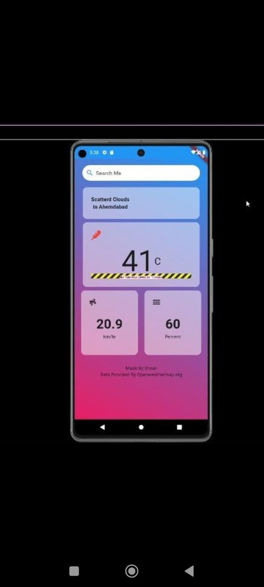 PinakDhir22's tweet photo. Hi #techtwitter 
Written so much code that
Screen ne bhi jwab dedia 😂 it's overflowed now...
And need to interchange the text of font size of made by,title Mausam app😅
#mausam #apkeyahakamausamkaisahai
#100daysofcode
#100daysofcodeatchitkara
#flutter
#dart https://t.co/T0XZismMVv