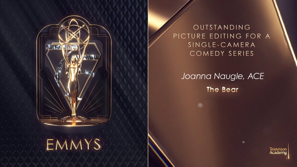 The #Emmy for Outstanding Picture Editing for a Single-Camera Comedy Series goes to Joanna Naugle for @TheBearFX (@FXNetworks/@hulu)! 👏 #Emmys #75thEmmys