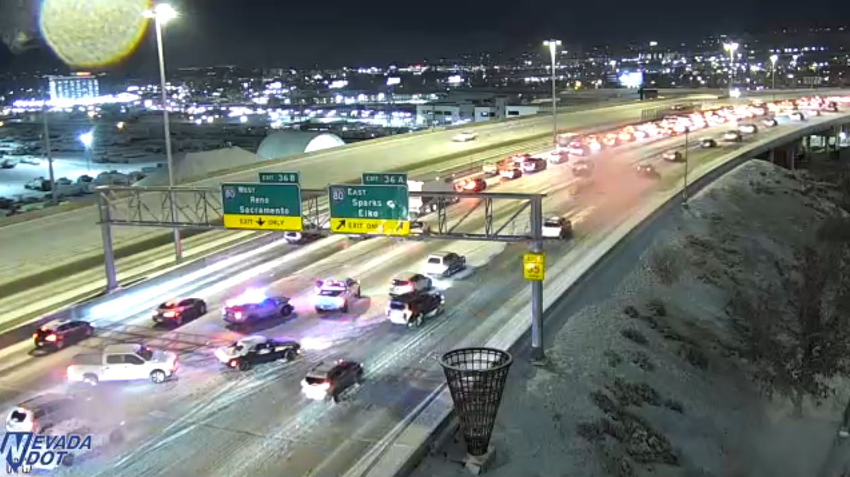 KTVN's tweet photo. STORM WATCH
All northbound lanes of I-580 have been closed in the area of Oddie Boulevard and North McCarran Boulevard with multiple spin outs, crashes and disabled vehicles in the area.

Full Story: https://t.co/OS4LNf0YYi https://t.co/HHhg6lHSbR