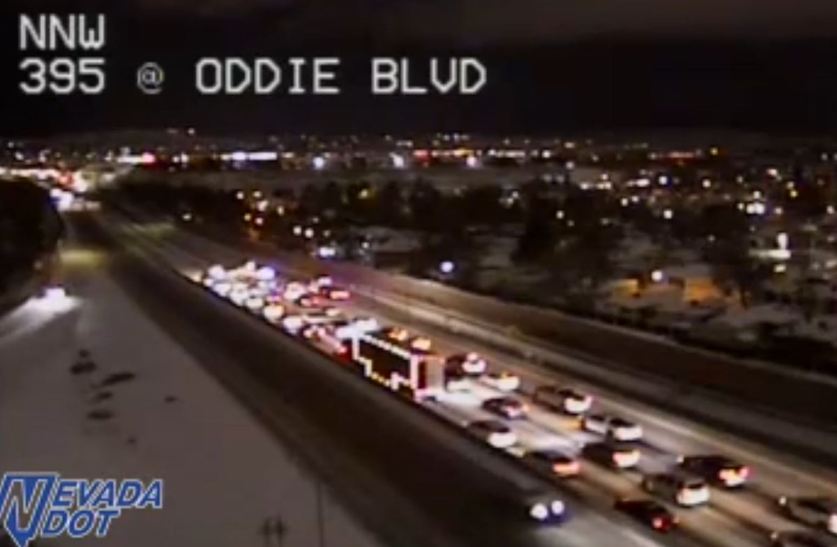 KTVN's tweet photo. STORM WATCH
All northbound lanes of I-580 have been closed in the area of Oddie Boulevard and North McCarran Boulevard with multiple spin outs, crashes and disabled vehicles in the area.

Full Story: https://t.co/OS4LNf0YYi https://t.co/HHhg6lHSbR