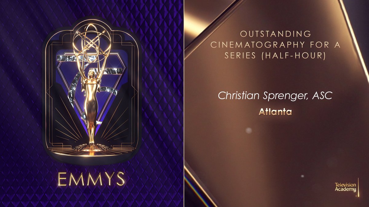 Congratulations to @CASprenger, who just won the #Emmy for Outstanding Cinematography for a Series (Half-Hour) for @AtlantaFX (@FXNetworks)! 💛#Emmys #75thEmmys
