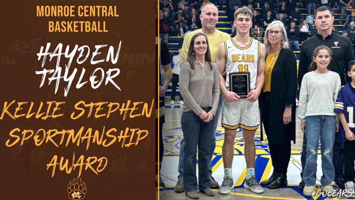 Congratulations to Hayden Taylor on earning the Kellie Stephen Sportsmanship Award in the Randolph County Boys Basketball Tournament! Way to go Hayden! #GoBears🐻