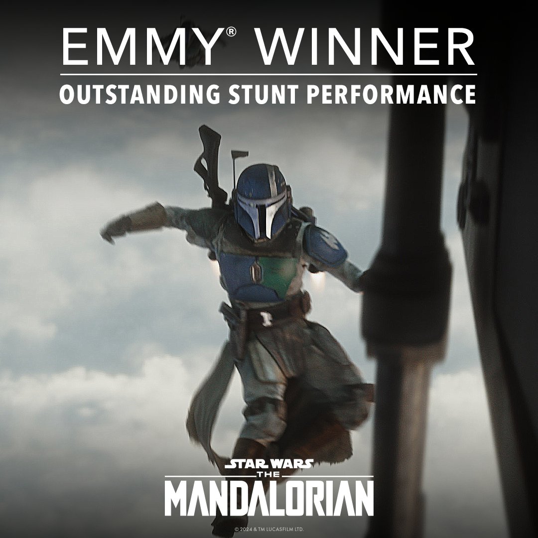 Congratulations to the cast and crew of #TheMandalorian on their Creative Arts Emmy® Awards win for Outstanding Stunt Performance! #Emmys