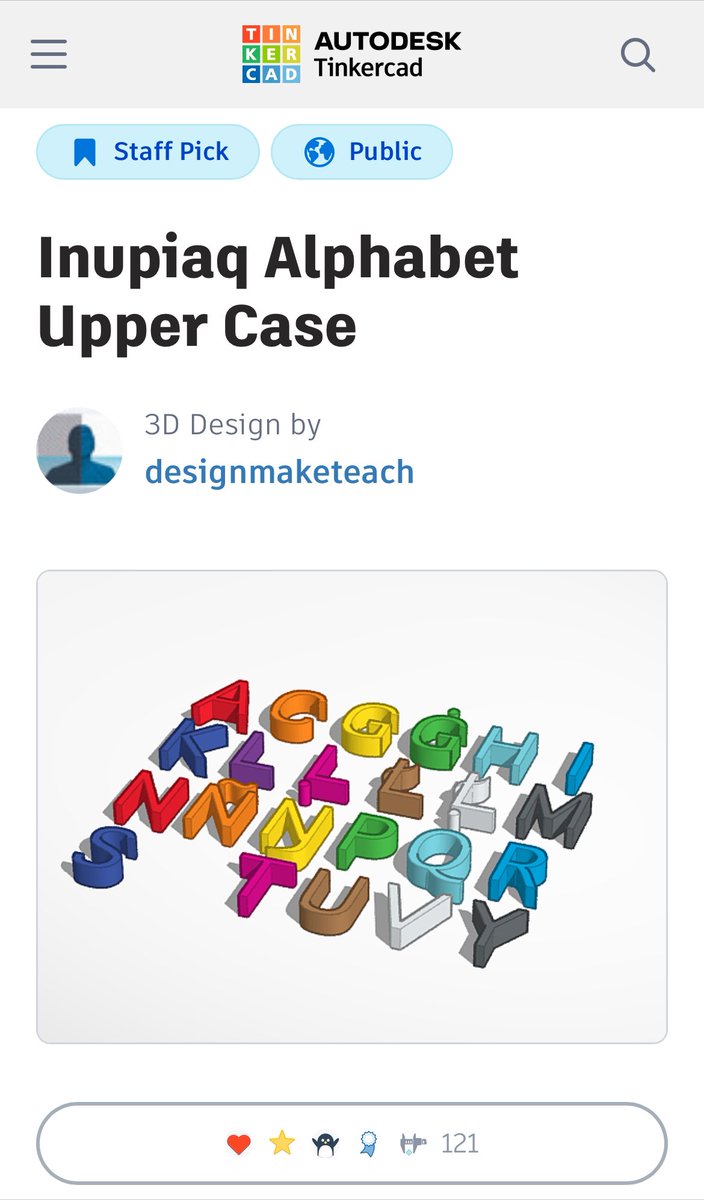 DesignMakeTeach's tweet photo. When you log into @tinkercad after being away awhile and find a design that you thought no one needed was a staff pick and has been remixed 1,400 times! #3Dprinting #makerspace #MakerspaceLife #ZeroThings https://t.co/z9LeJntO52