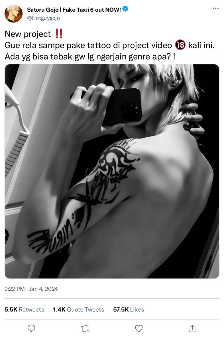 lilayuyaoi's tweet photo. #SuguSato AU 🔞

Satoru menawarkan diri jadi pemain b0k3p g4y karena mau membuktikan diri. Sayangnya performa ranjangnya jelek. Akhirnya dia mutusin coba belajar sama kenalannya bestienya yang g4y; namanya Suguru.

#jjk #au #gego https://t.co/Vq9rl78G1f