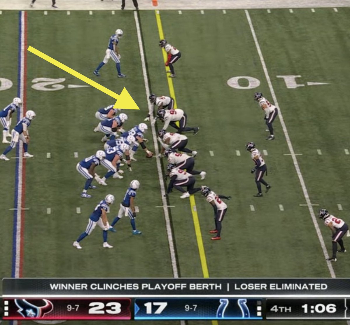 RefAnalytics's tweet image. Was this a neutral zone infraction on that 4th &amp;amp; 1?  Just imagine the fallout in Houston if they had called it (and after a missed extra point earlier).