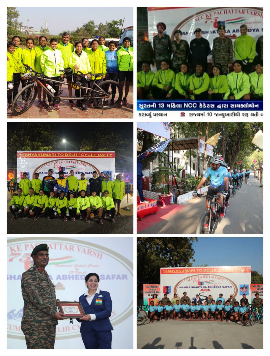 NarendraChaarag's tweet photo. NCC Cyclothon from Kanyakumari to Delhi flagged in at Ahmedabad by Indian Team Para Cyclists Geeta Rao https://t.co/OY6a6COkMa