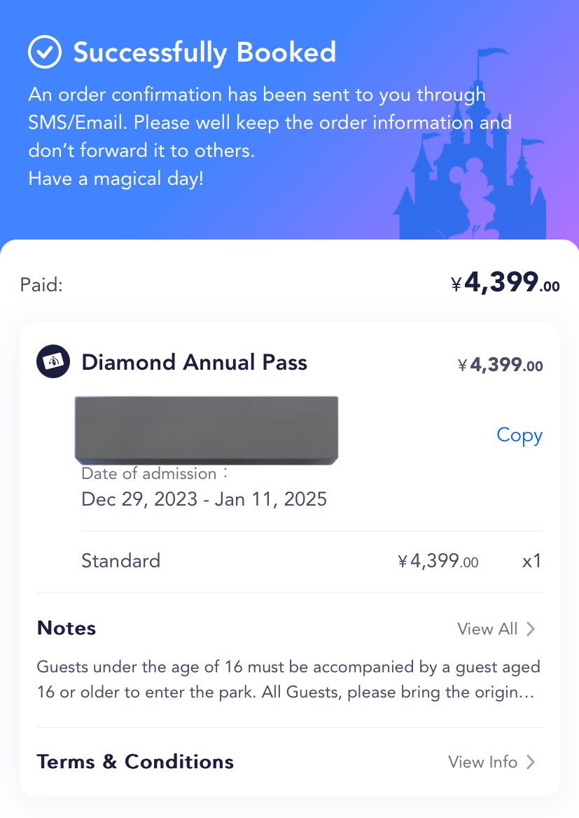 上海ディズニー　年パス買い方

アプリのannualpass（リューアルじゃない方）
買いたいグレードタップ（青）
購入（右下）
standard（高齢の方とか以外）
全てのゲストにてパスポート番号と電話番号、チェックを入れてアリペイやWeChatPayで購入です
（クレカでの購入は不可）
 #shdl2401