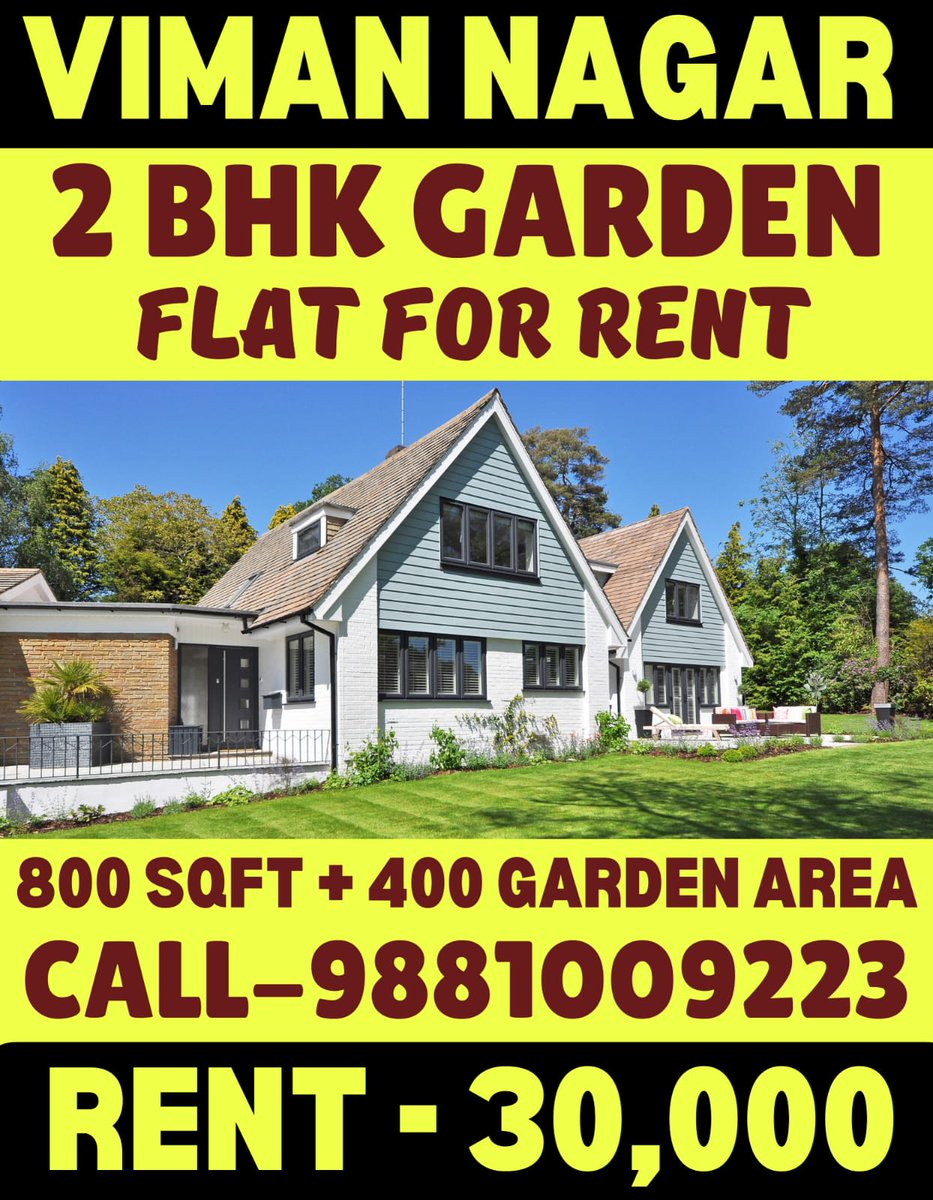 geminiprops's tweet image. VIMAN NAGAR 2 BHK GARDEN FLAT FOR RENT 800 SQFT+400 GARDEN AREA CALL-9881009223 RENT-30,00

#VimanNagar #2BHKForRent #GardenFlat #RentalProperty #RealEstate #PropertyForRent #Facebook #Twitter #Instagram #LinkedIn