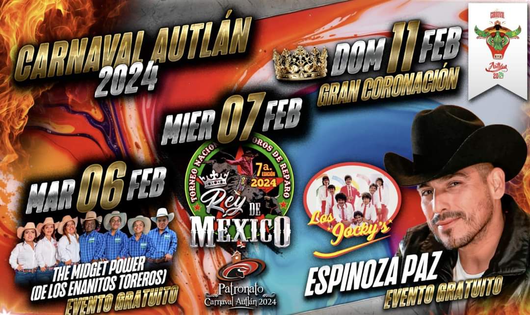 DondeHayFeria's tweet photo. ‼️CARTELAZO‼️

🎭✨️🎉Está listo el elenco que amenizará el gran Carnaval #Autlán 2024:

💠Alfredo Olivas y Julión Álvarez 
💠Fuerza Régida 
💠Chuy Lizárraga 
💠Grupo Recluta
💠La Arrolladora 
💠Espinoza Paz
💠Luis R Conríquez 
💠Banda Carnaval 
💠Fato
...
https://t.co/TwRf2tIfkx