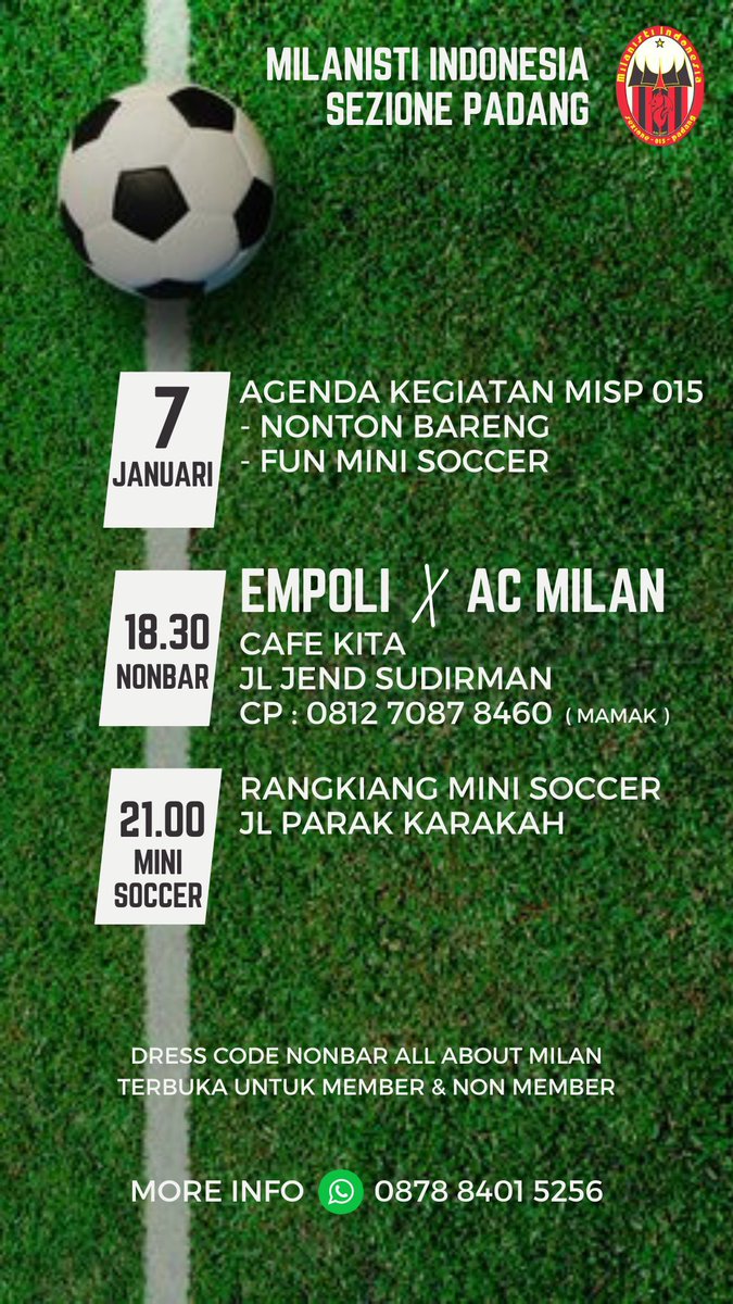 Agenda kegiatan awal tahun MIsP - Nonbar - Fun mini soccer Yuk ramaikan agenda kegiatan MIsP hari ini #MIsP015 #Milan #nonbar #minisoccer #ForzaMilan