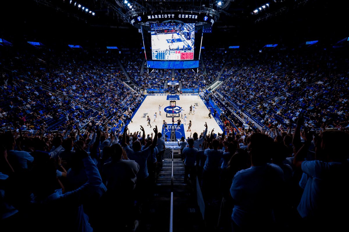 Big12Conference's tweet photo. What a scene in Provo, Utah. 🔵

#Big12MBB | @BYUCougars https://t.co/cwL9dW05Li