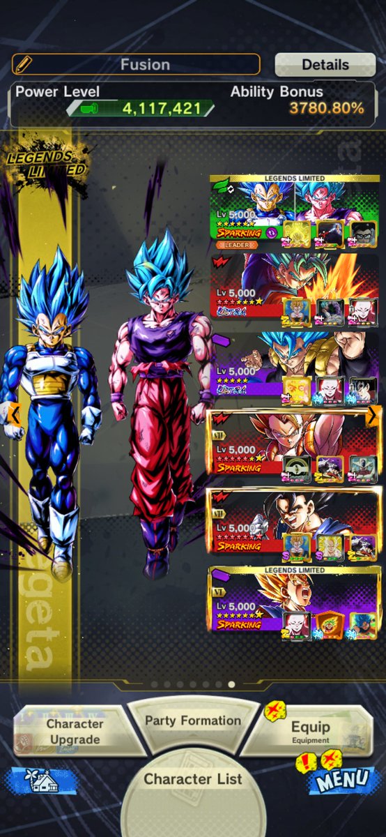 RileyHawkinsT's tweet photo. @DB_Legends Just so yall know. Vegito and Gohan are much better than having Goku UL 😆🤘💩 these are the best two teams facts. https://t.co/YJNGl7pPKY
