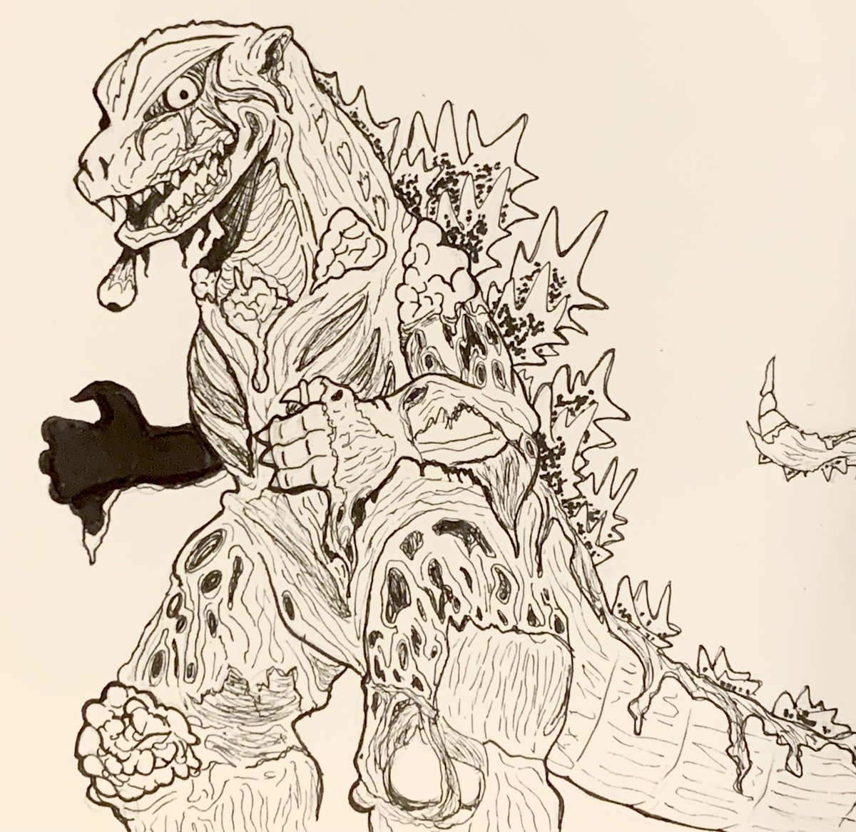 Got new Inkpens today, which means… we back!

So here’s a fucked up looking zombie Goji! 🧟‍♂️ #Godzilla