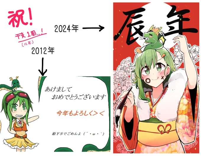 干支一周分のお絵描き成長です
お納めください 