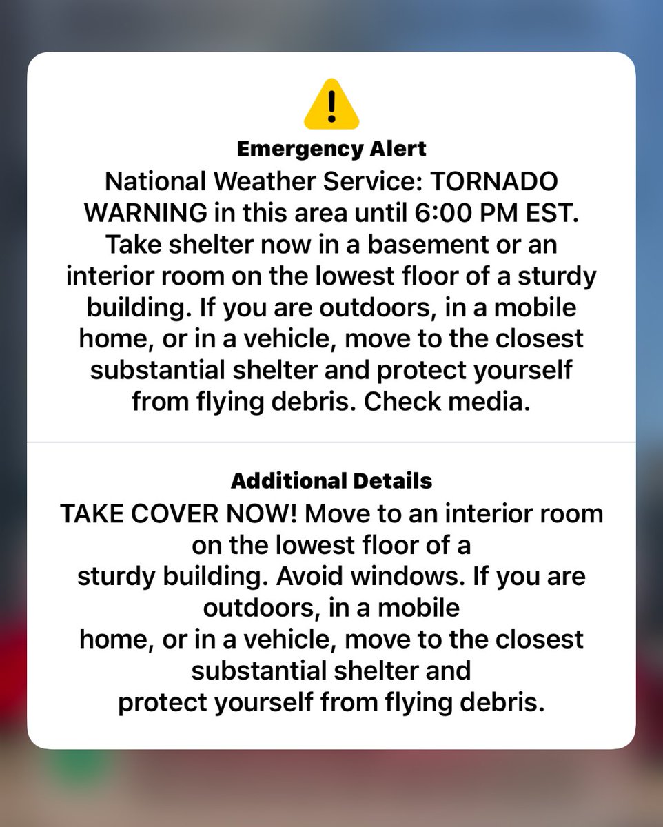 Note to self: won’t be cocky about being away from home during a snow storm again. 😬 🌪️  this was not the message I wanted while driving on the freeway in torrential rain. Gladly, seems no one was hurt when it touched down close to where we have been today.