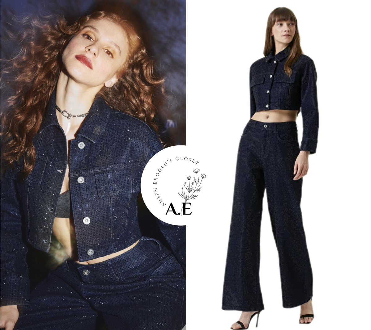 AhsenCloset's tweet photo. Ahsen X InStyle Magazine, January 2024 Issue 💙
——
In this shot Ahsen stuns in a full Academia Ensemble - their Navy Blue Crop Jeans Jacket (₺7,450) &amp; Wide Leg Jeans (₺7,950) which were paired with the brand’s Anthracite Knitwear Bustier (₺2,699).

#ahseneroğlu https://t.co/T23O04xeMc