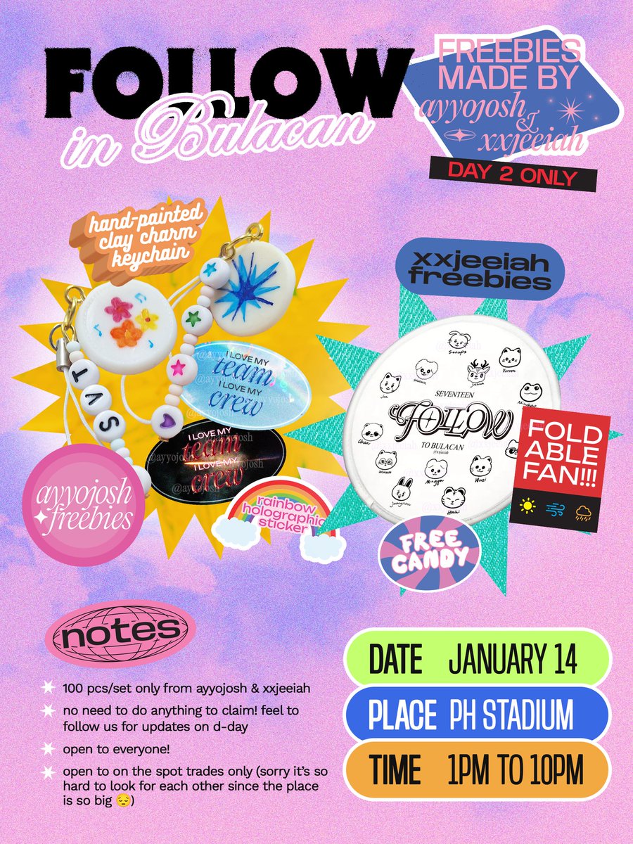 ayyojosh's tweet photo. ┈┈ follow in bulacan: freebies by @ayyojosh &amp; @xxjeeiah ┈┈➳

• for day 2 only!! updates on our whereabouts and outfits will be under this thread <3 pls read pub for more details &amp; help share!!!

˚ ༘ ೀ⋆｡˚see you there ˚ ༘ ೀ⋆｡˚
#FOLLOW_TO_BULACAN 
#FOLLOW_TOUR_IN_BULACAN https://t.co/Df5cZqQlNz