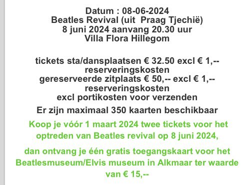 Al 175 kaarten verkocht

beatlesbollenstreek.nl/Nieuws/item/14…