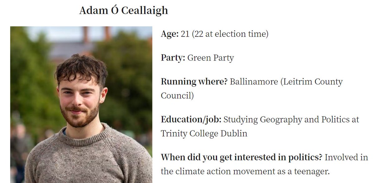 greenparty_ie's tweet photo. Meet our youngest #LE24 candidate, @adamoceallaigh_ 

Go n'éirí leat, AÓC!

https://t.co/ZX3I2jmhad https://t.co/w7xFbsl6Gx