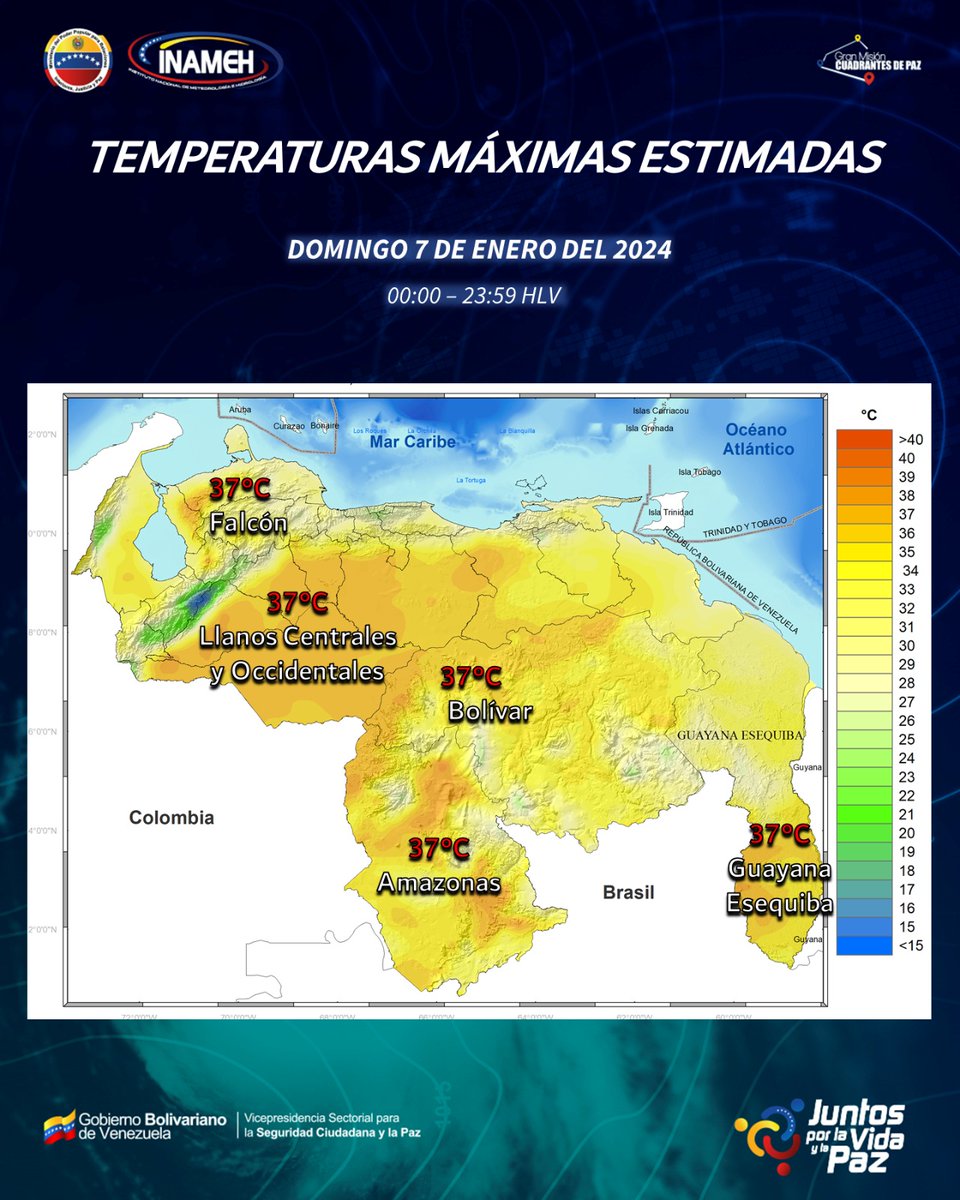 #7Ene #INAMEHInforma Temperaturas Máximas Estimadas #FelizDomingo