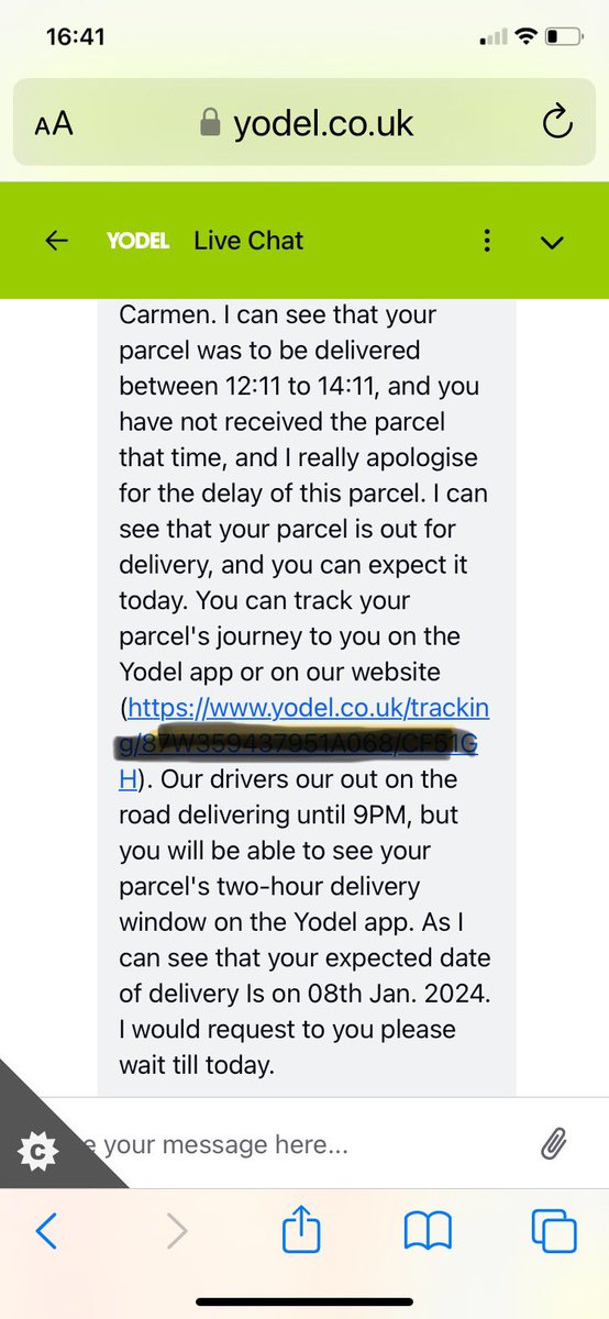 carmengraywales's tweet photo. Yeaterday’s chat with Yodel. If anyone in the world can make sense of this, please do 🤦🏻‍♀️

@YodelOnline I fear this may be the 3rd parcel lost and which I’ll never receive.

#yodel #courier #vinted https://t.co/rdzEfwumoL
