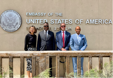 @US2Somalia Acting Chargé d’Affaires Rick Saunders and <a href="/USAIDSomalia/">USAID Somalia</a> Director Sheri-Nouane Duncan-Jones discussed with H.E. Minister of Justice and Constitutional Affairs <a href="/HassansheikhAli/">Hassan Moallin</a> the recent handover of five Somali individuals suspected of piracy.  Since 2013, the United