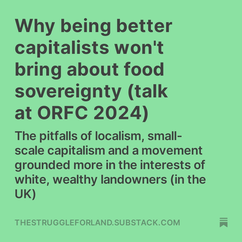For those interested this is the text of my talk at ORFC. Aim was to bring a more critical perspective on capitalism and the logics and constraints it imposes on us as small farmers and the consequences of that. Partic working with the concept of 'mute compulsion'. Link via bio.