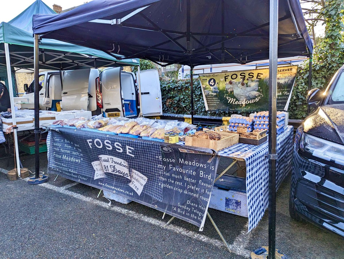 FosseMeadows's tweet photo. Our first Sunday Farmers market stalls of 2024 are open across London today! @allypallyfm @Leytonstonefood @Londonfarmers High St Ken, Queens Park & Blackheath till 2pm #fossechicken #81days #slowgrown #freerange #highlyrecommended https://t.co/g5FSycMnJx