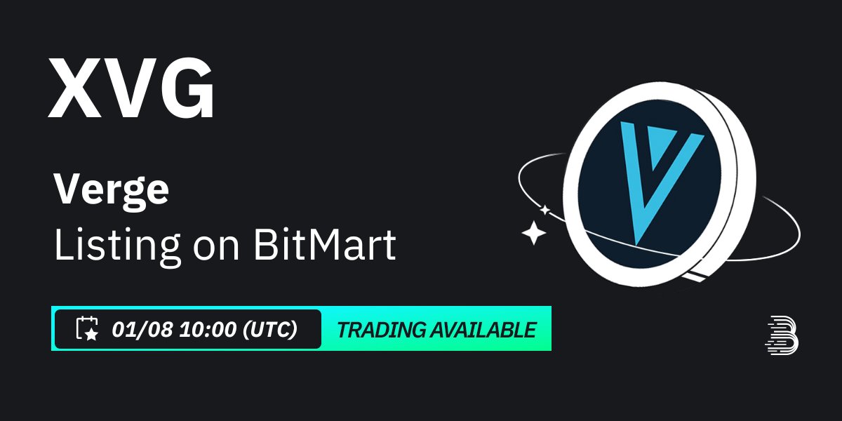 BitMartExchange's tweet photo. #BitMart is thrilled to announce the listing of Verge (XVG) #vergecurrency 🔥

Verge provides the security of blockchain based payments to everyday users with easy to use software tailored to real life needs and applications. We strive to make blockchain payments effortless and convenient.

💰Trading pair: $XVG/USDT
💎Deposit: 01/08/2024 02:00 UTC
💎Trading: 01/08/2024 10:00 UTC

Learn more: https://t.co/8T8osg5dCI
Telegram: https://t.co/lP1f5GIfTp
Medium: https://t.co/Ebe1ejjMKg