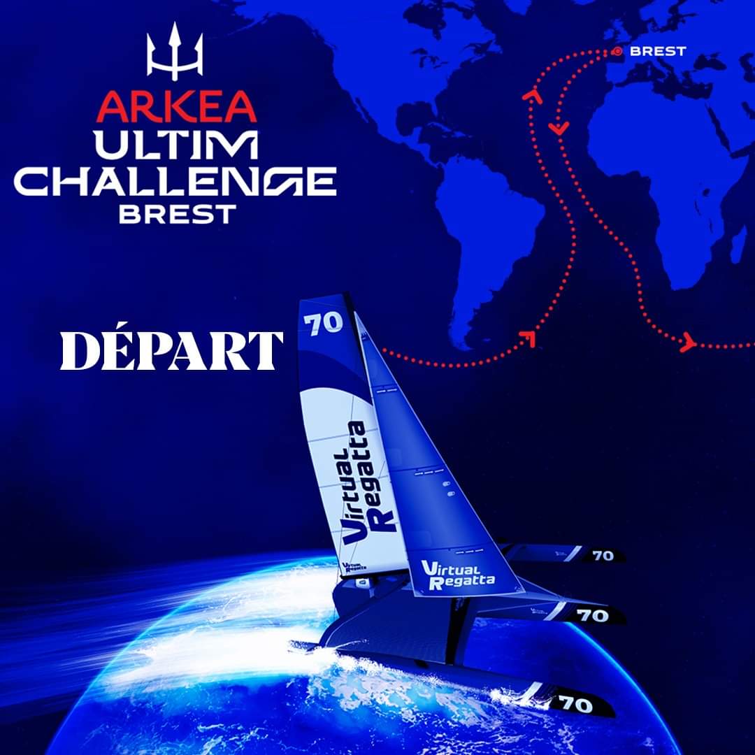 L'équipe dans les starting-blocks pour le départ de l' <a href="/ARKEAULTIMCHALL/">ARKEA ULTIM CHALLENGE - Brest</a> sur <a href="/VirtualRegatta/">Virtual Regatta</a> en <a href="/UltimSailing/">Ultim Sailing - Organisateur de courses au large⛵</a> à 13 h 30. <a href="/Sodebo_Voile/">Sodebo Voile</a> <a href="/GitanaTeam/">GitanaTeam</a> <a href="/SVRLazartigue/">Trimaran SVR-LAZARTIGUE</a> <a href="/VoileBanquePop/">Voile Banque Populaire</a>