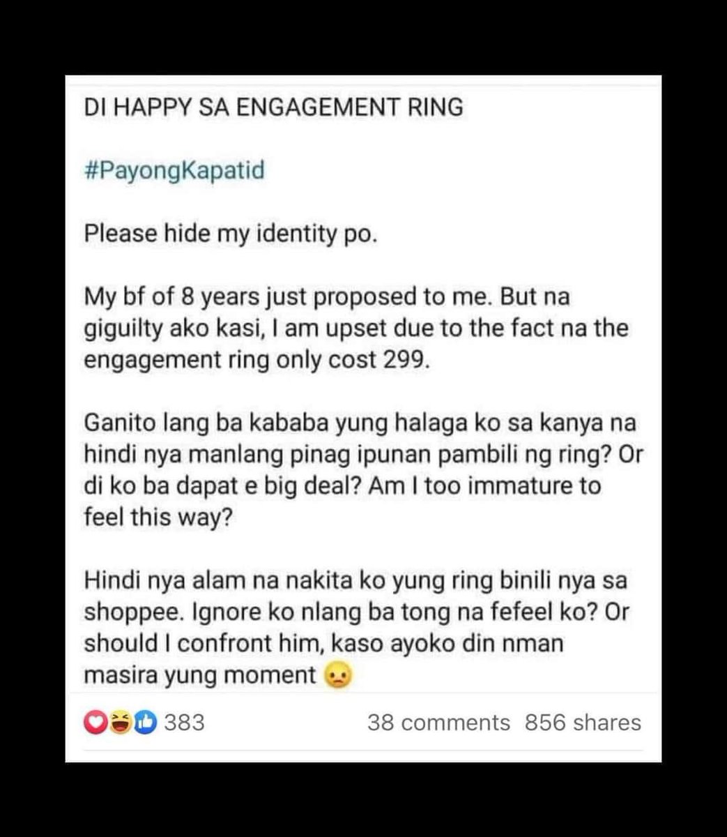acemaguate's tweet photo. What’s your take on the P299.00 engagement ring issue?🤔 https://t.co/woFBTPtlKh