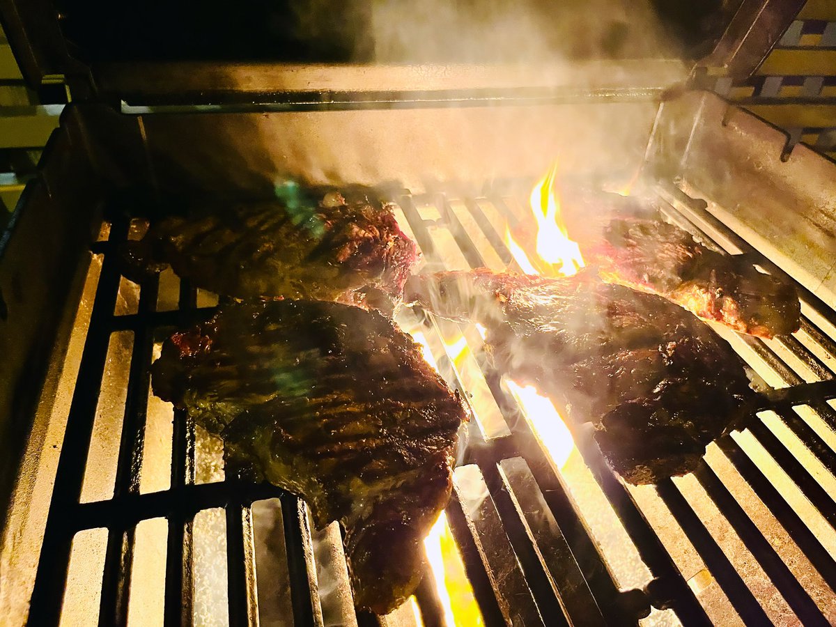 Steaks on a grill = beautiful, winter grilling at its best on my <a href="/webergrills/">Weber Grills</a> bbq #steak #bbq #winter #barbeque #ribeye #food #cooking