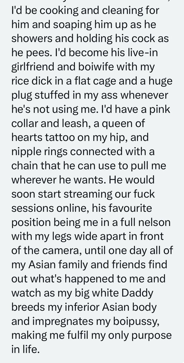 gam4bwcConfess's tweet photo. This inferior Asian boy dreams of serving a white man as his pussy boy and boiwife. https://t.co/fyxs1fDhtB