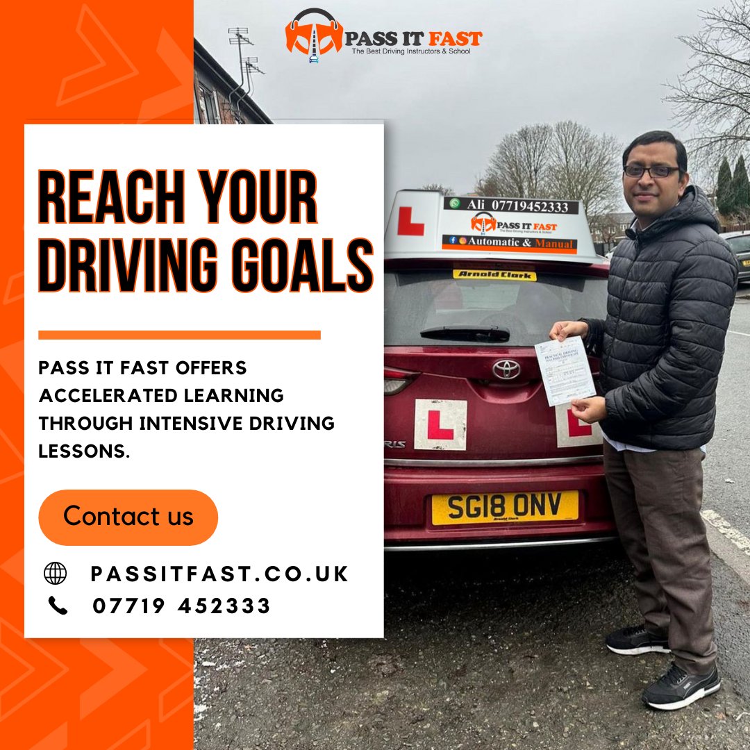 PASSITFAST's tweet image. Pass It Fast offers accelerated learning through intensive driving lessons.
▪Call and WhatsApp 📞 07719-452333
#IntensiveDriving #CrashCourseDriving #FastTrackDriving  #RapidDrivingCourse #DrivingSchool #PassInWeek #IntensiveLessons #AcceleratedDriving #DrivingGoals #passitfast